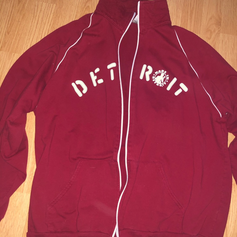 Made in Detroit maroon zip from sweatshirt
